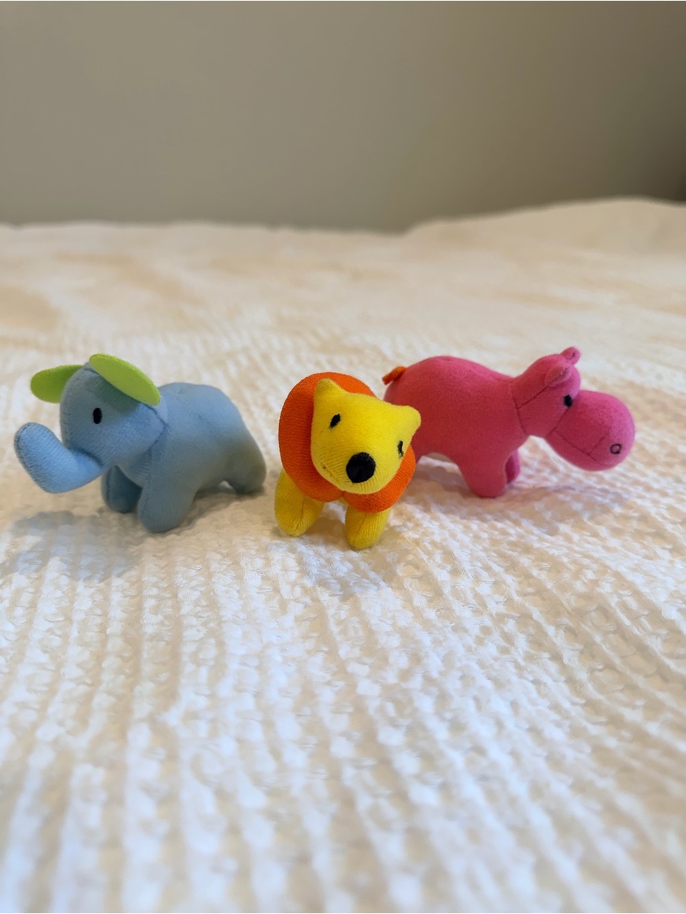 Set 3, IKEA Mini stuffed animals-Hippopotamus, lion, elephant